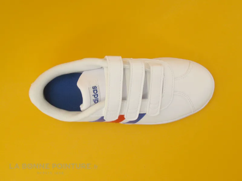 Achat chaussures Adidas Enfant Basket, vente Adidas VL COURT 2-0 Blanc Bleu Rouge - Basket basse enfant