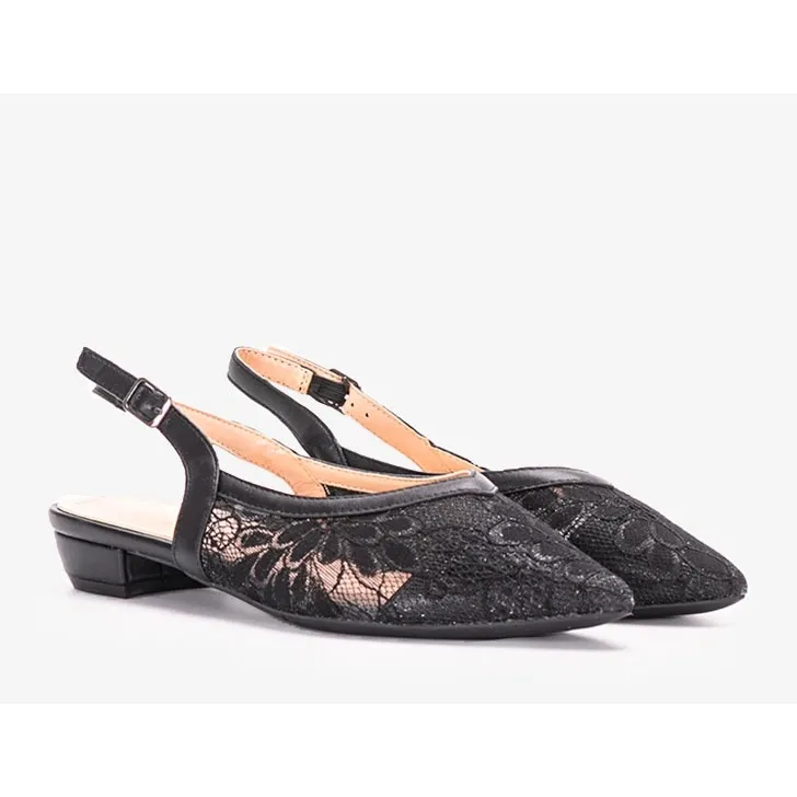 Ballerines en dentelle noire Marlioz