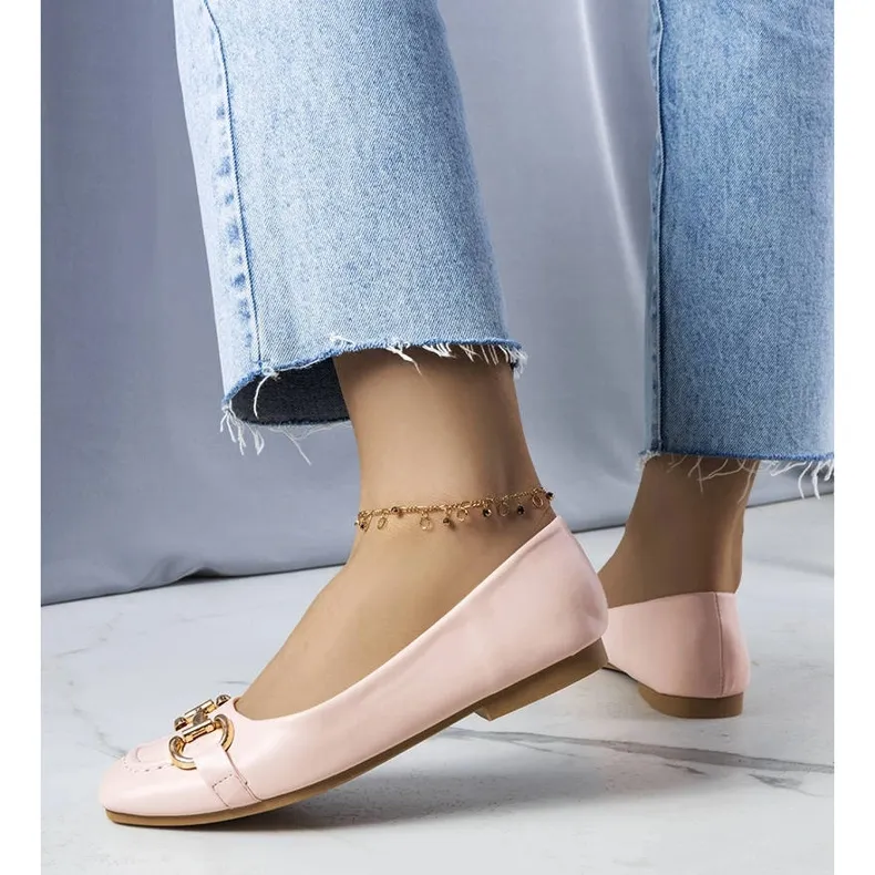 Ballerines roses à ornements dorés Iris