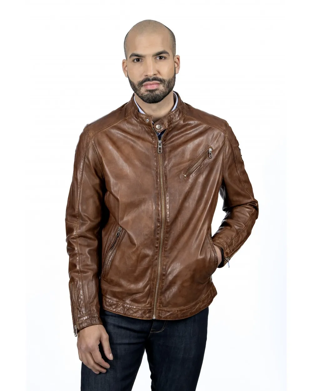 BLOUSON CUIR AGNEAU NAPPA
