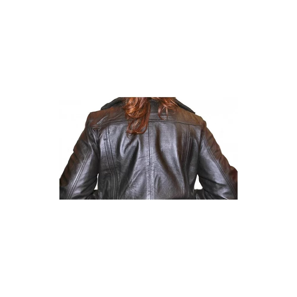 Blouson cuir femme agneau couleur noire modèle Wima