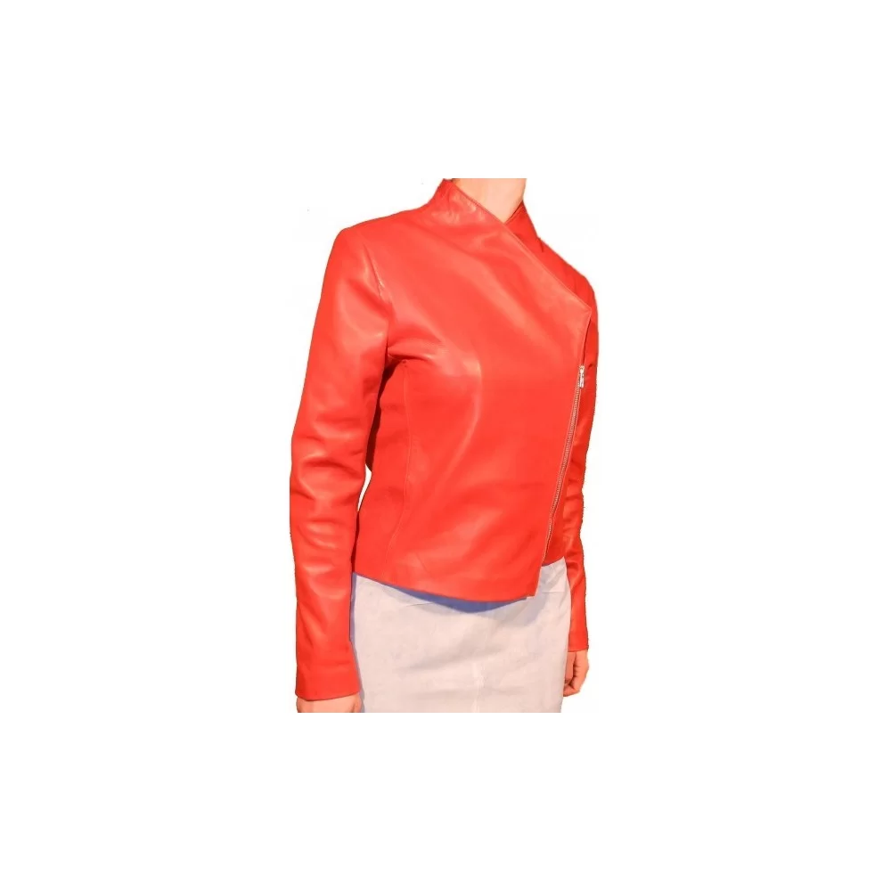 Blouson cuir femme agneau plongé rouge modèle Janie