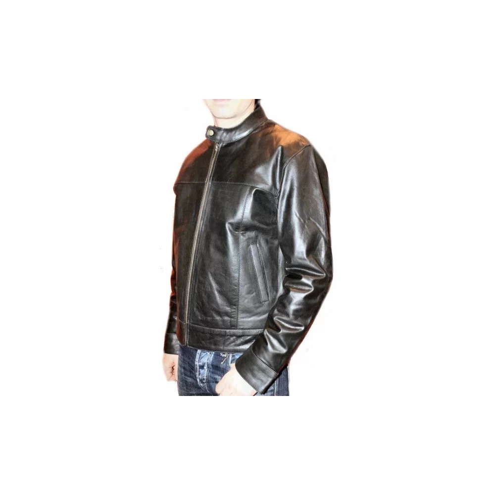 Blouson cuir homme agneau noir modèle Jazz