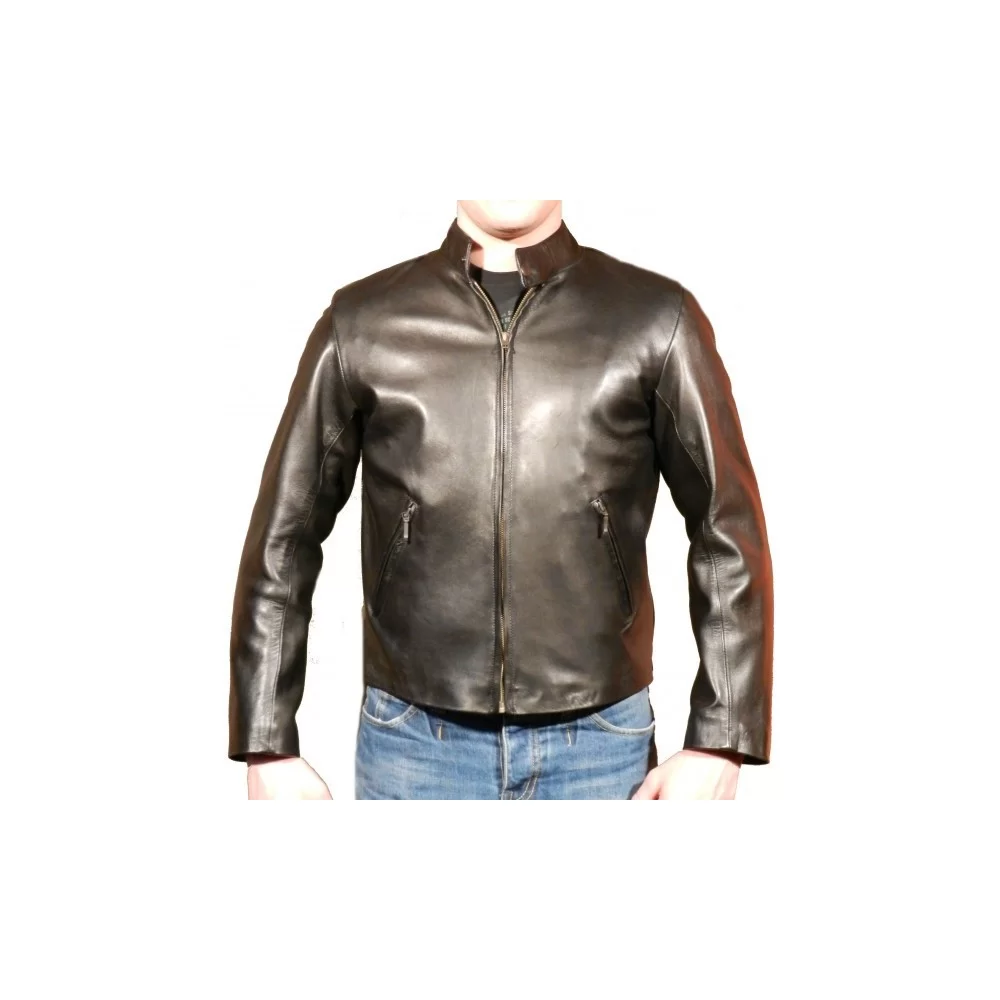 Blouson cuir homme vachette plongé couleur noir modèle Frantz