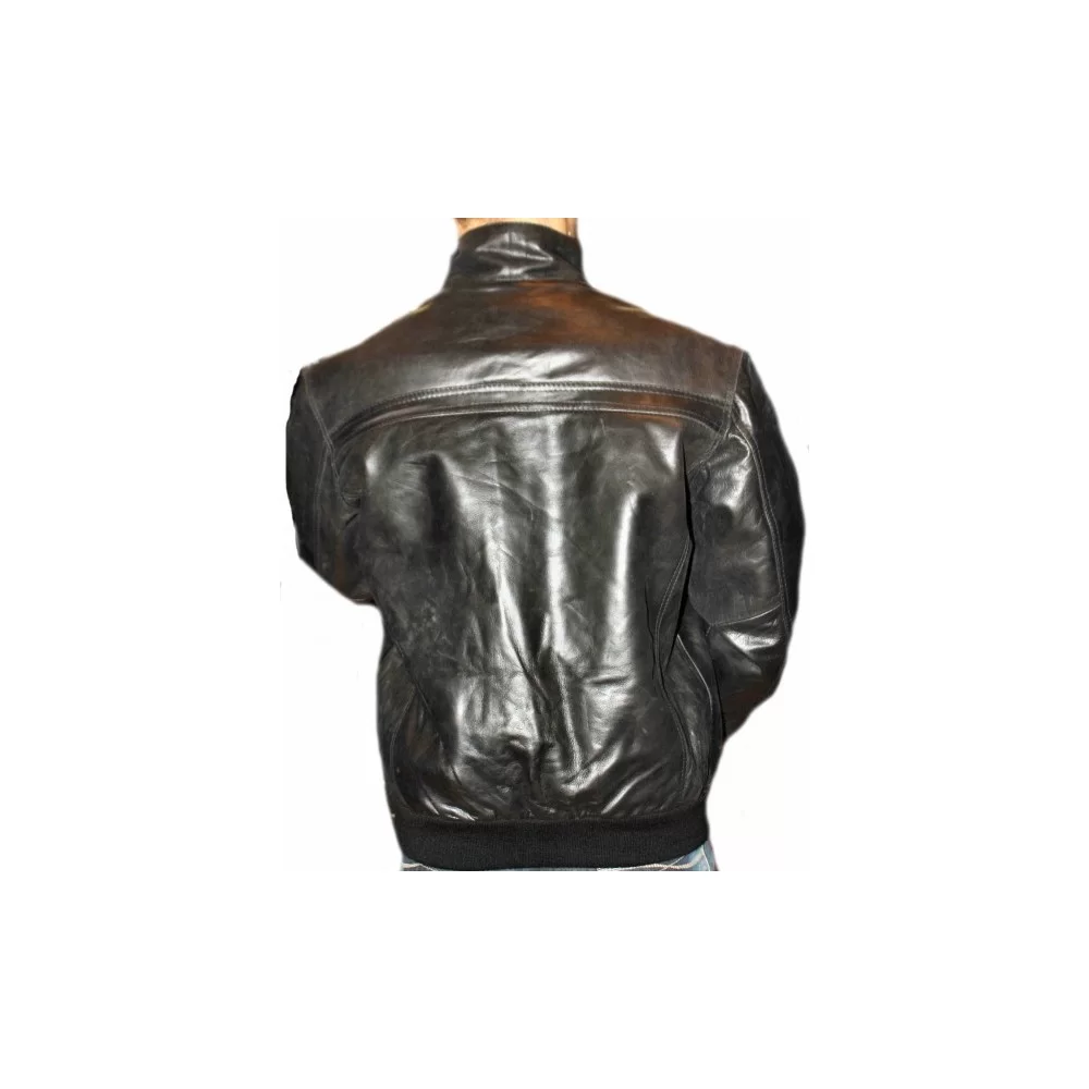 Blouson cuir homme vachette vintage couleur noir modèle Elton