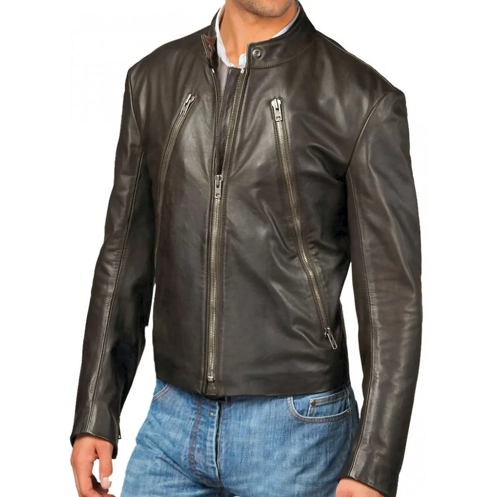 Blouson homme cuir agneau couleur noir modèle Enriké