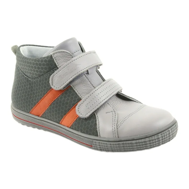 Bottines chaussures pour enfants Velcro Ren But 4275 gris / orange