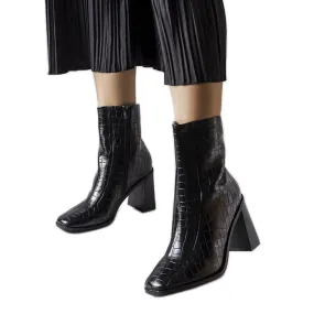 Bottines noires imitation peau de crocodile Belluci le noir