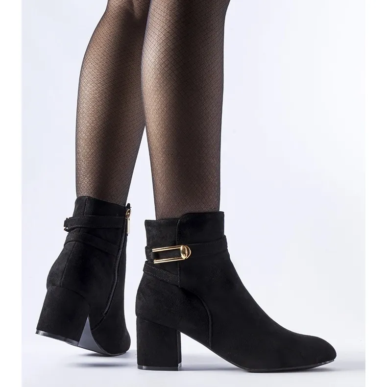 Bottines noires à petit talon avec boucle Sesto le noir