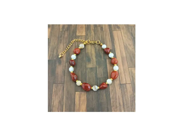 Bracelet Jaspe rouge et nacre doré
