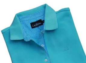 CHEZINE Sweat AQUA col polo envers vichy