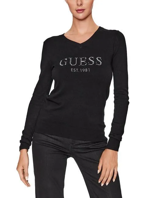 Guess Jade T-Shirt Col V Jetbla - Achetez À Prix Outlet!