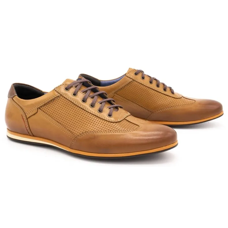 Kampol Chaussures casual en cuir pour hommes 64 / SŁ rouge orange