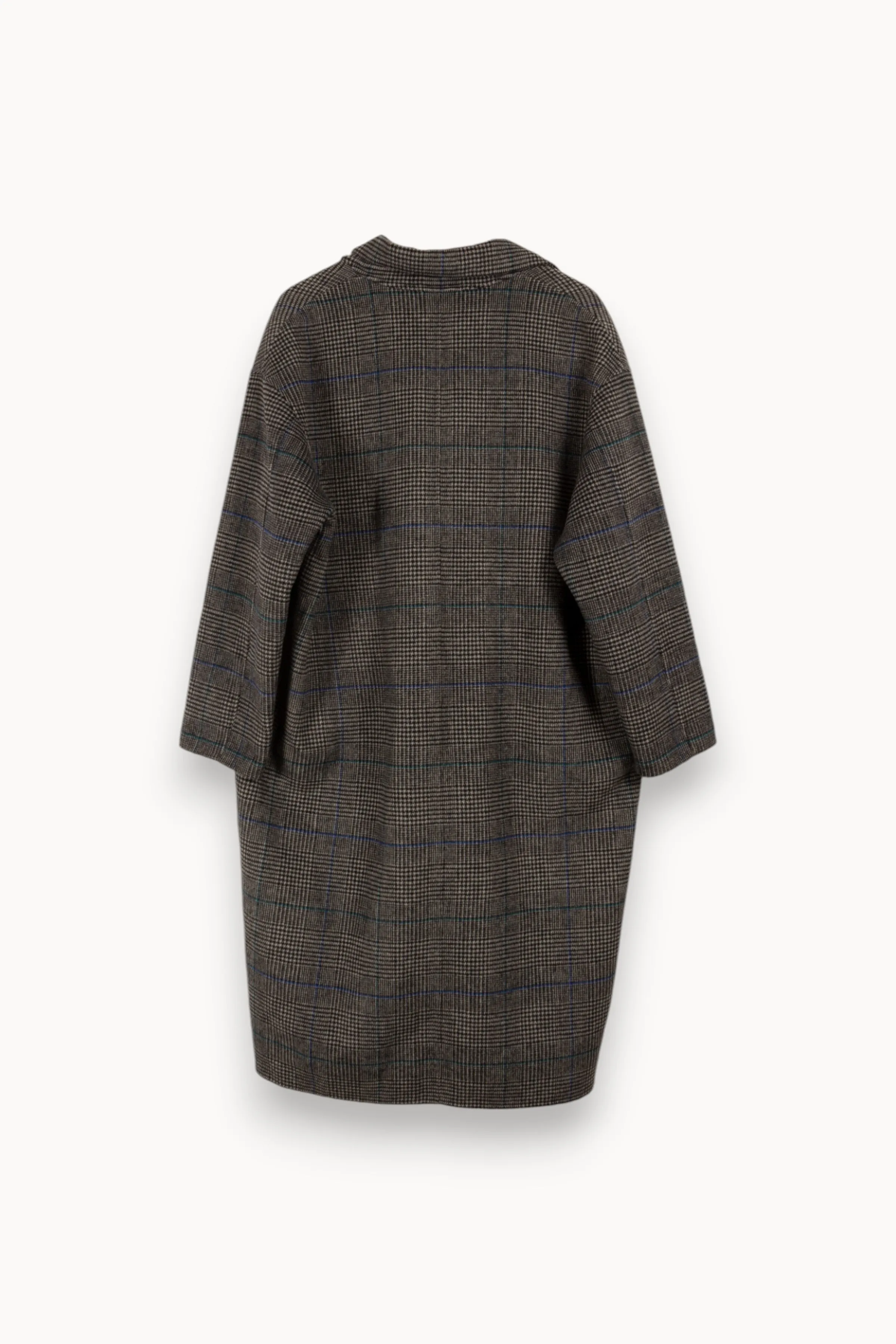 Manteau long à carreaux en laine et polyester recyclés -  L/40
