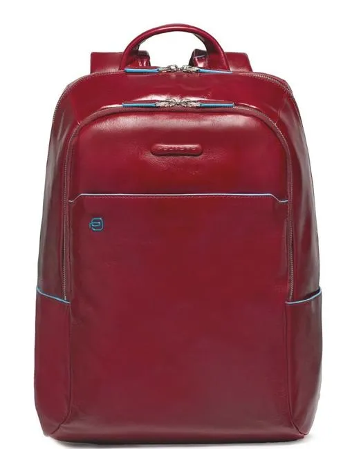 Piquadro Sac À Dos Ligne Carré Bleu, Cuir Rouge - Achetez À Prix Outlet!