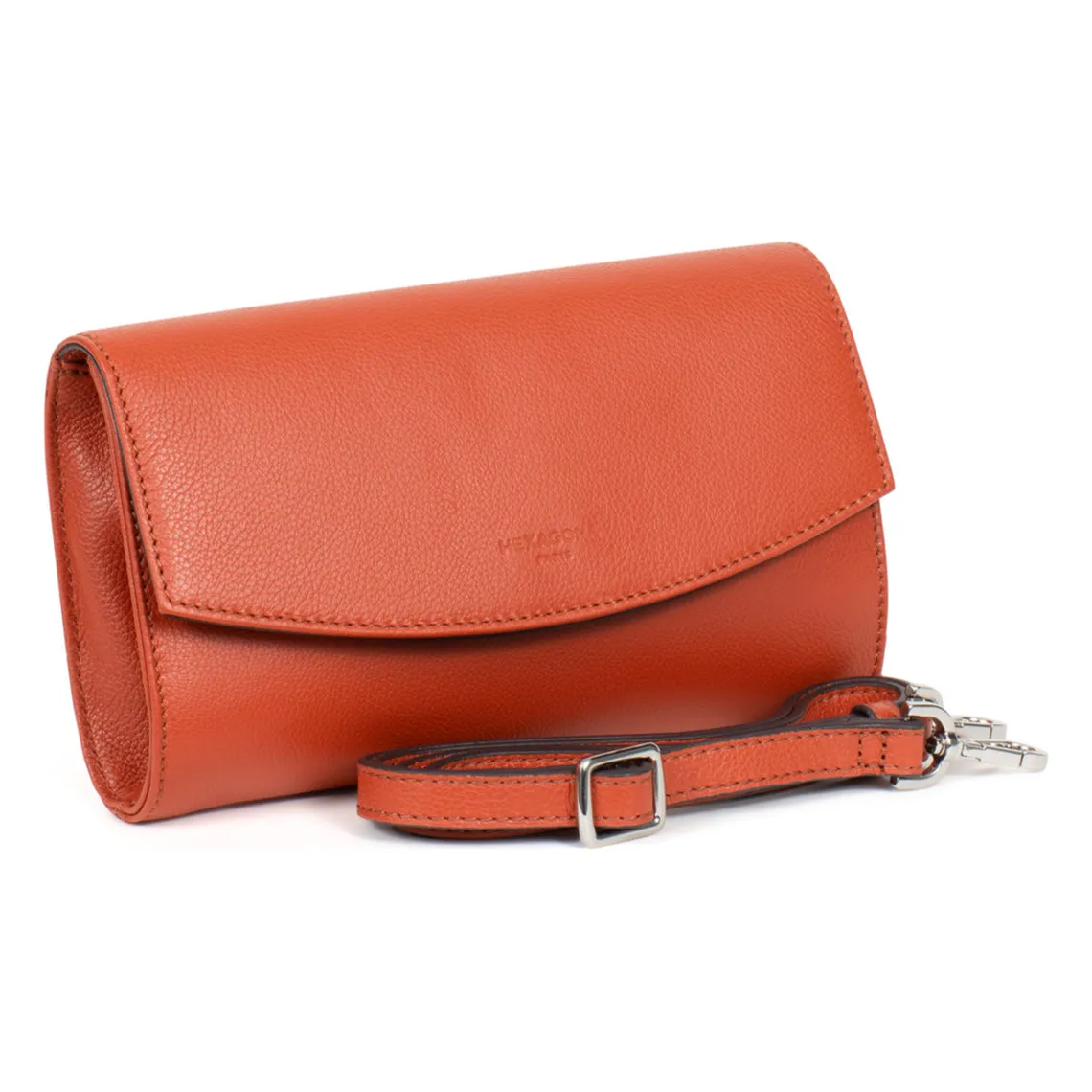 Pochette de soirée - Cuir de vachette - Orange - Confort | 3 Suisses