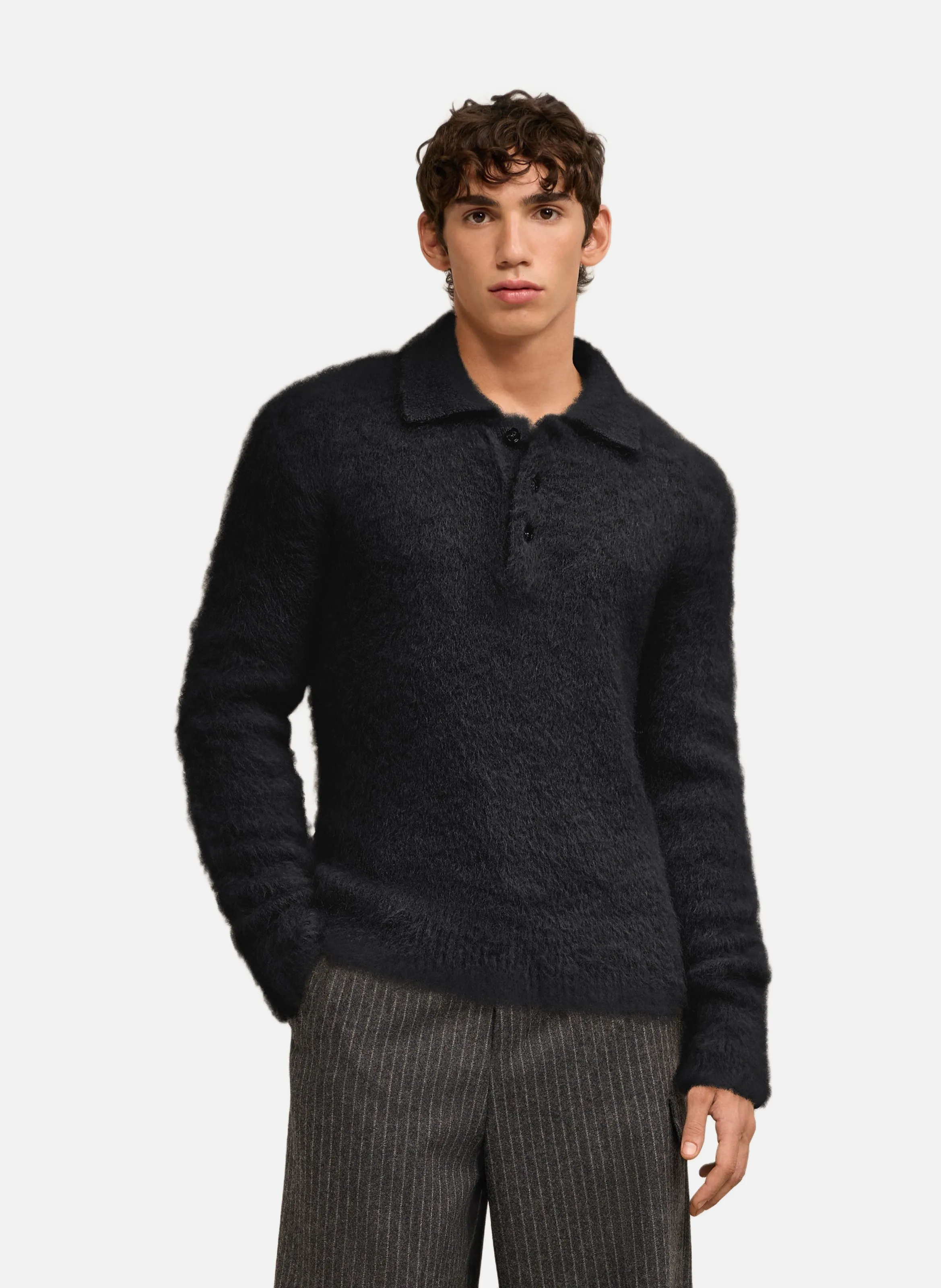 POLO EN ALPAGA MOHAIR BROSSé - AMI PARIS pour HOMME | Printemps