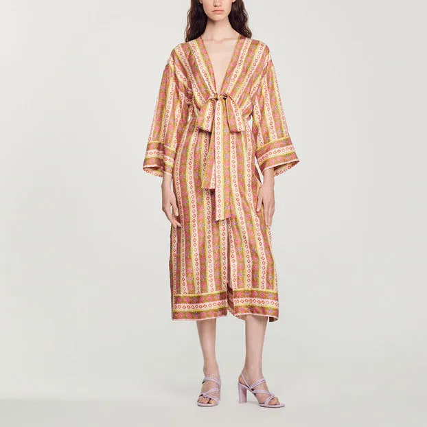 Robe caftan imprimé Flower Stripes