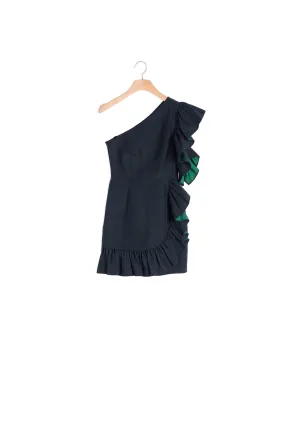 Robe à épaule asymétrique et volants