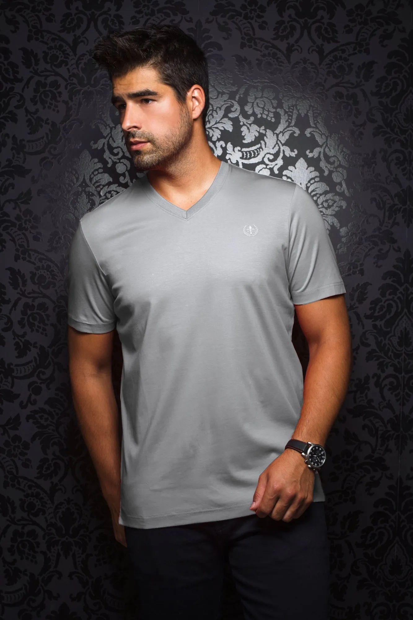 T-Shirt Au Noir | V-MICHAEL Lt-Gris