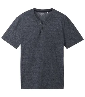 T-shirt Tom Tailor avec manches courtes et col tunisien marine chiné