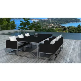 Table design outdoor + 6 fauteuils noir et blanc VELUX | 3 Suisses